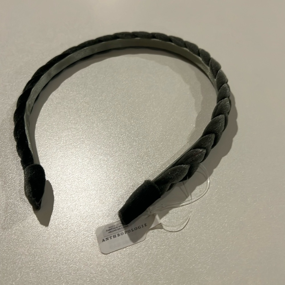 Anthropologie Gray Velvet braid Headband